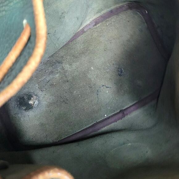 Vintage Dooney & Bourke Green & Tan Leather Bucket Purse - Picture 10 of 10